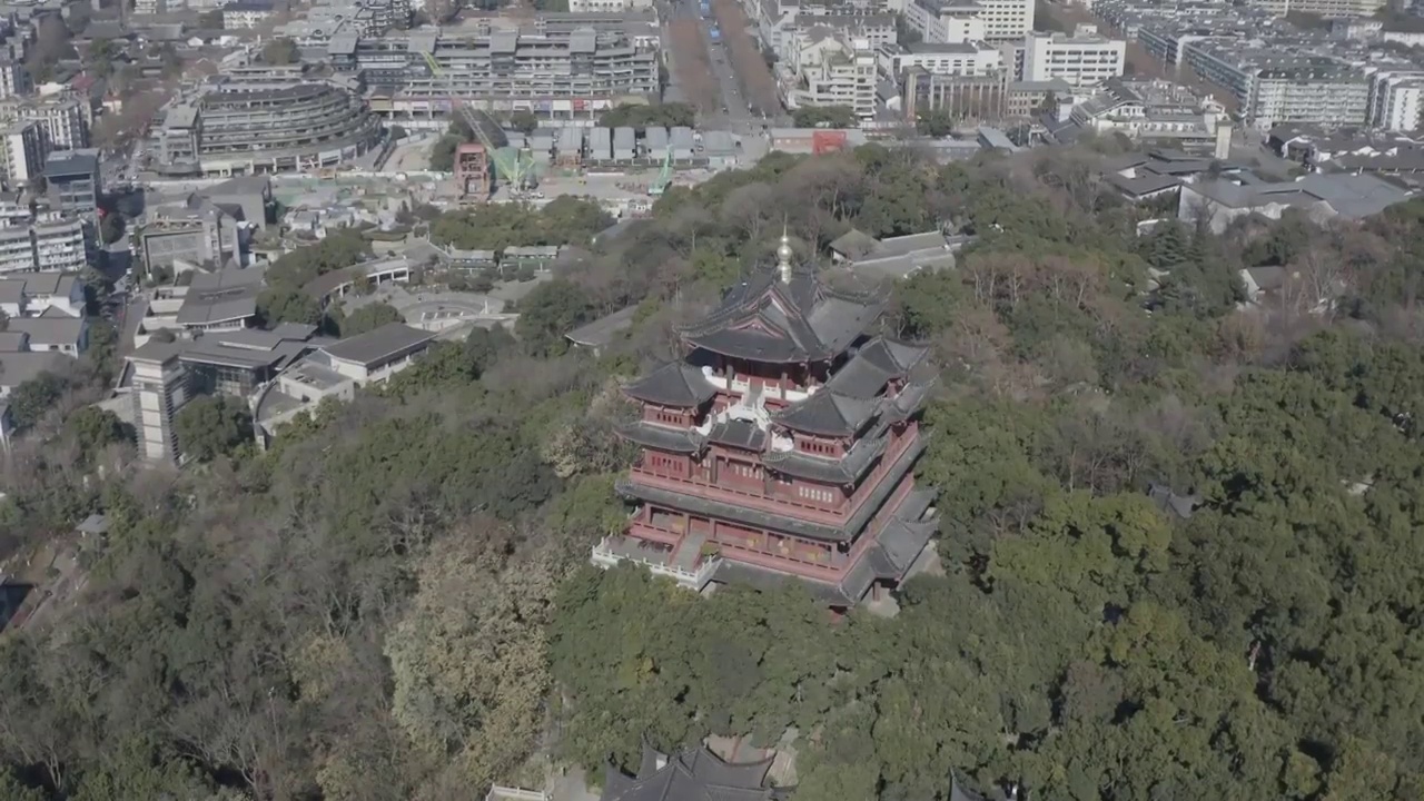 杭州西湖宝石山航拍视频素材