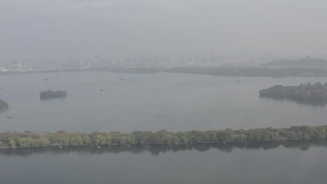 杭州西湖宝石山航拍视频素材