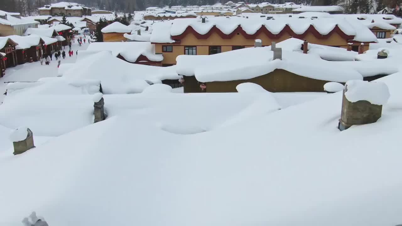 中国雪乡雪景航拍视频素材