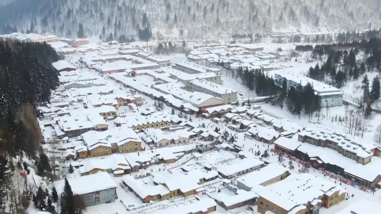 中国雪乡大场景震撼大气航拍视频素材