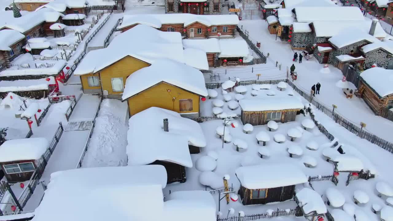 东北雪乡雪景航拍视频素材