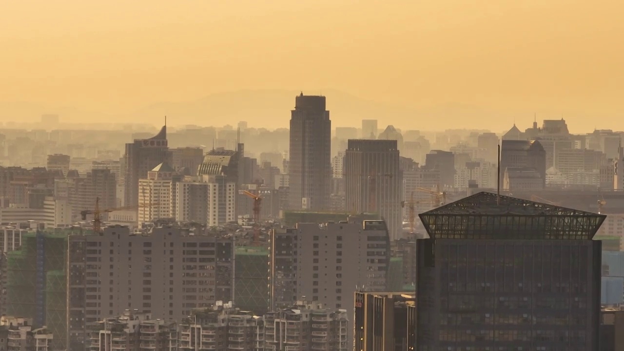 航拍黄昏下的杭州城市风景视频素材