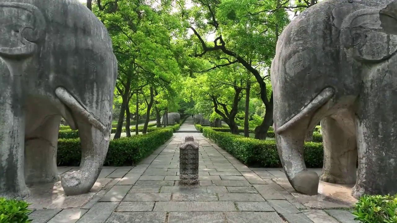 明孝陵神道对象，江苏南京视频素材