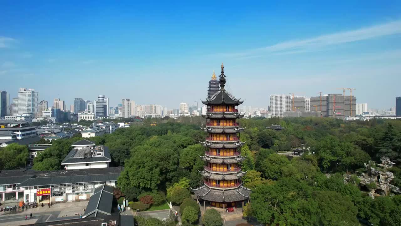 江苏省常州市天宁禅寺与红梅公园视频素材