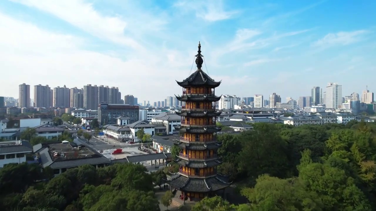 江苏省常州市天宁禅寺与红梅公园视频素材