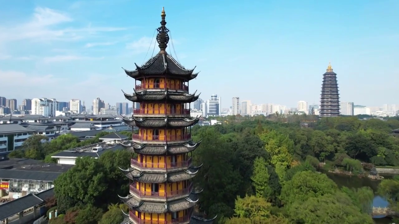 江苏省常州市天宁禅寺与红梅公园视频素材