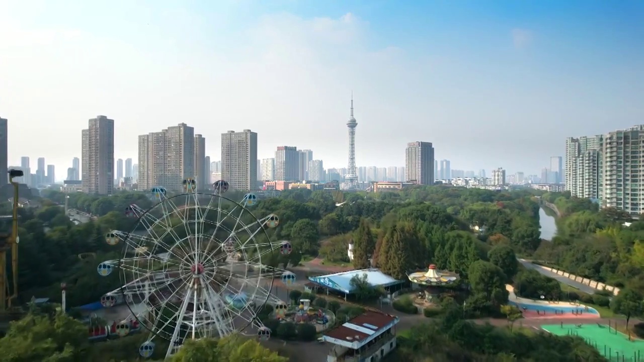 江苏省常州市新天地电视塔城市环境视频素材