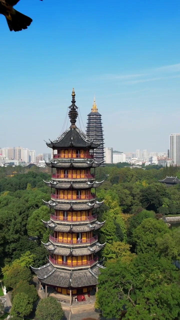 江苏省常州市天宁禅寺与红梅公园视频素材