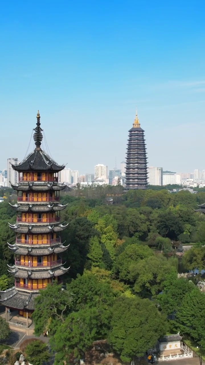 江苏省常州市天宁禅寺与红梅公园视频素材