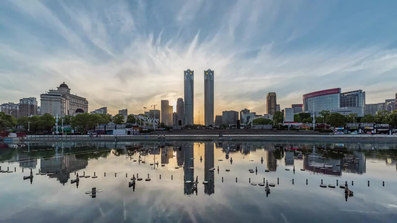 江西南昌秋水广场景观视频素材