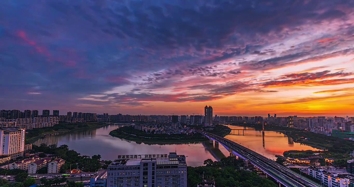 南宁葫芦鼎大桥日落延时视频素材