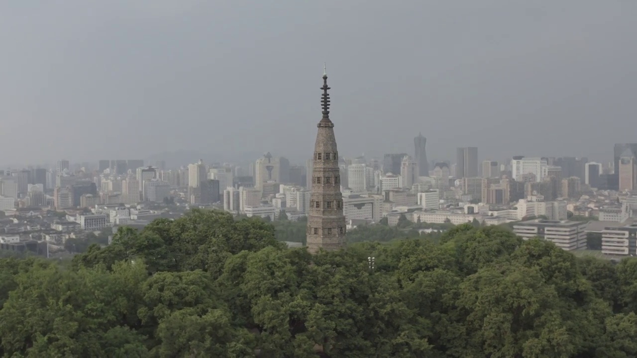 杭州西湖宝石山航拍视频素材