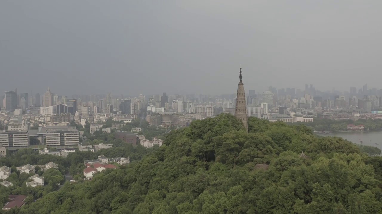 杭州西湖宝石山航拍视频素材