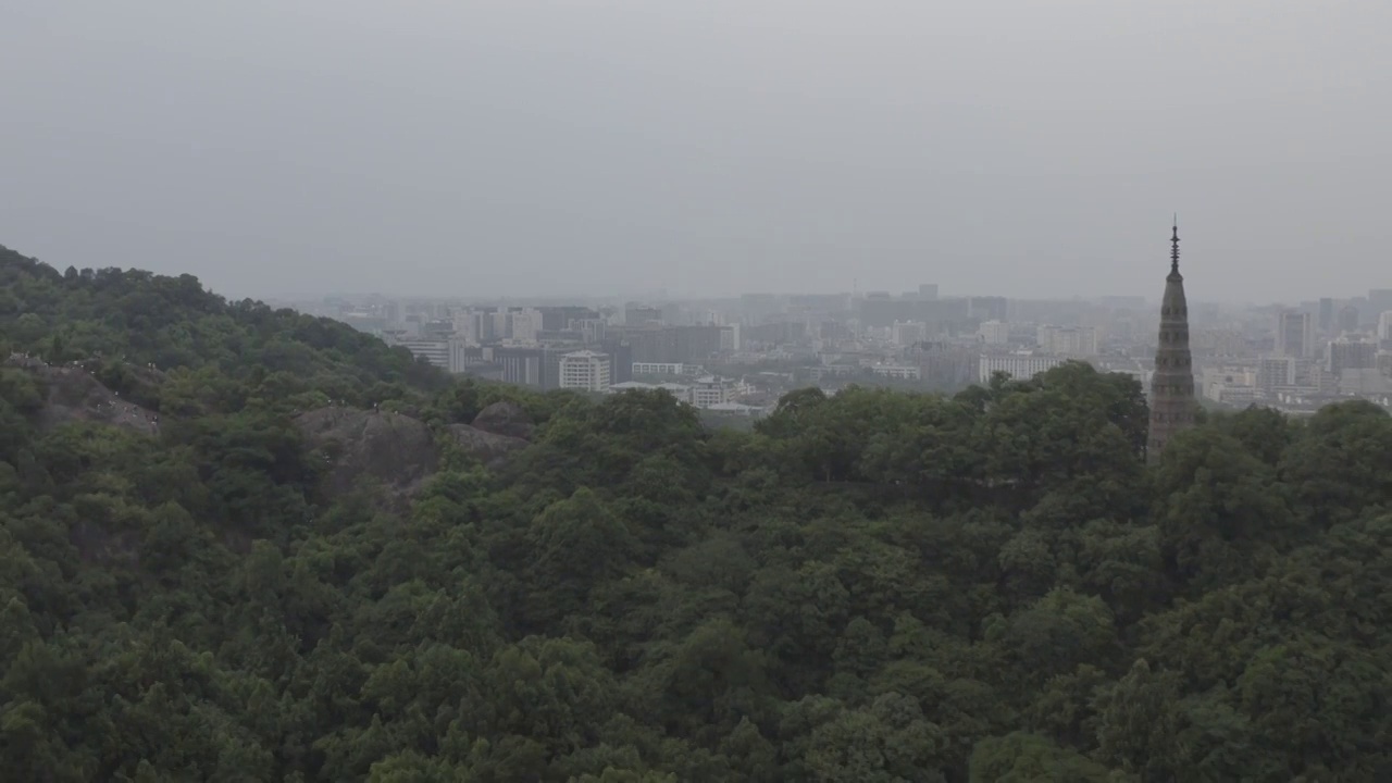 杭州西湖宝石山航拍视频素材