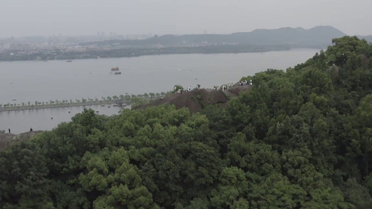 杭州西湖宝石山航拍视频素材