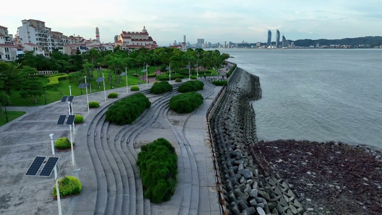 福建厦门湾漳州港海岸公园视频素材