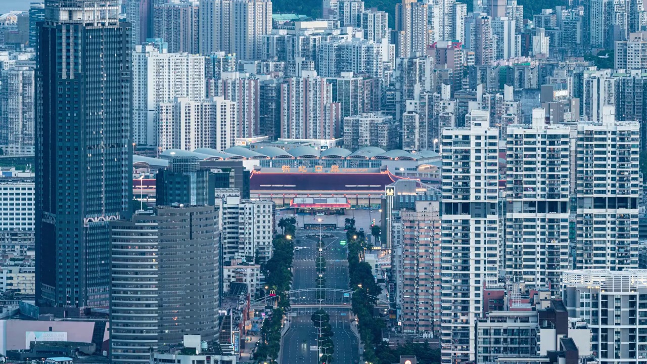 珠海拱北口岸日转夜夜景延时视频素材