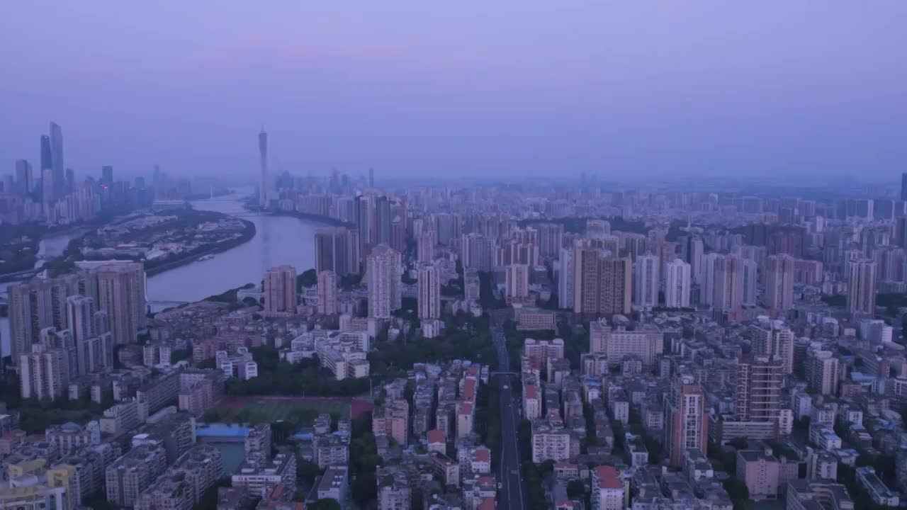 广州城市夕阳晚霞航拍风光视频素材