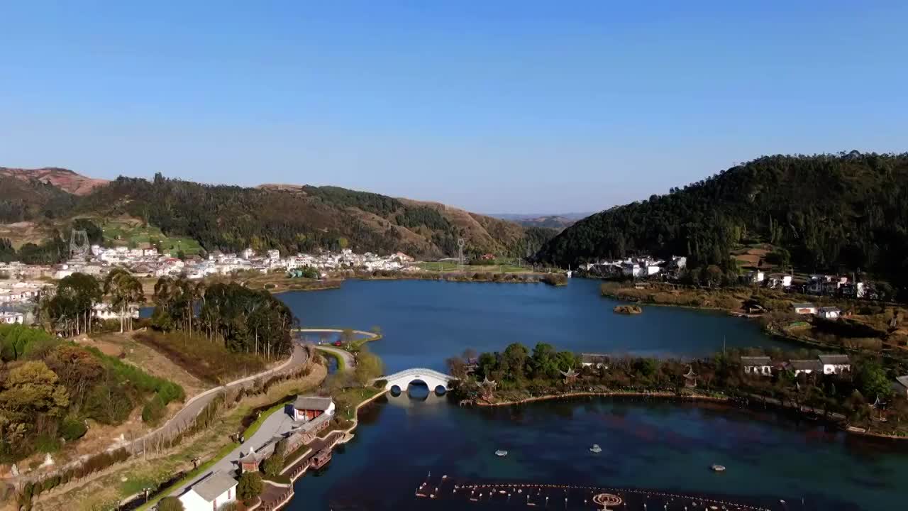 弥勒锦屏后海视频素材