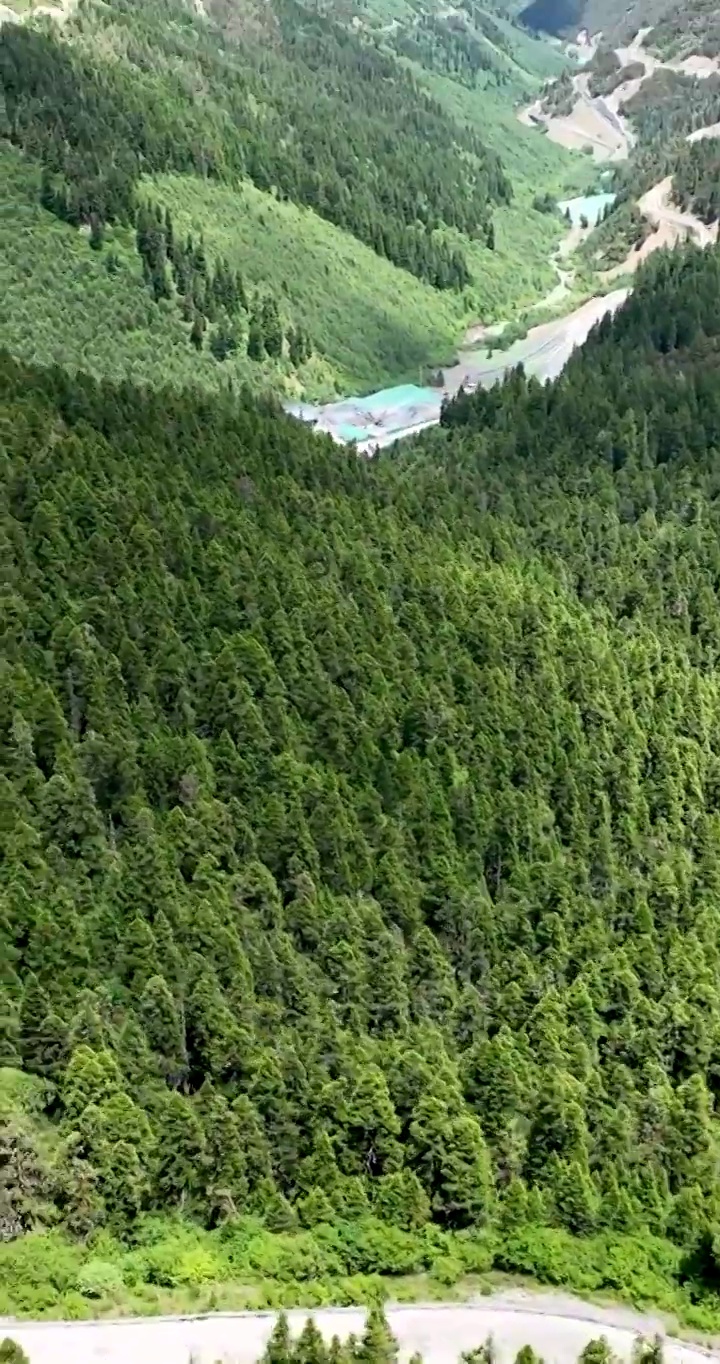 春天里的川西小金县马家沟的天空森林与海子视频素材