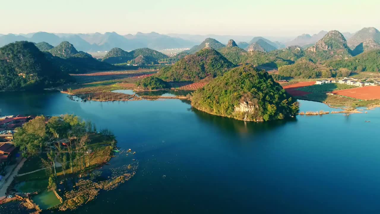 云南普者黑湿地公园航拍视频素材