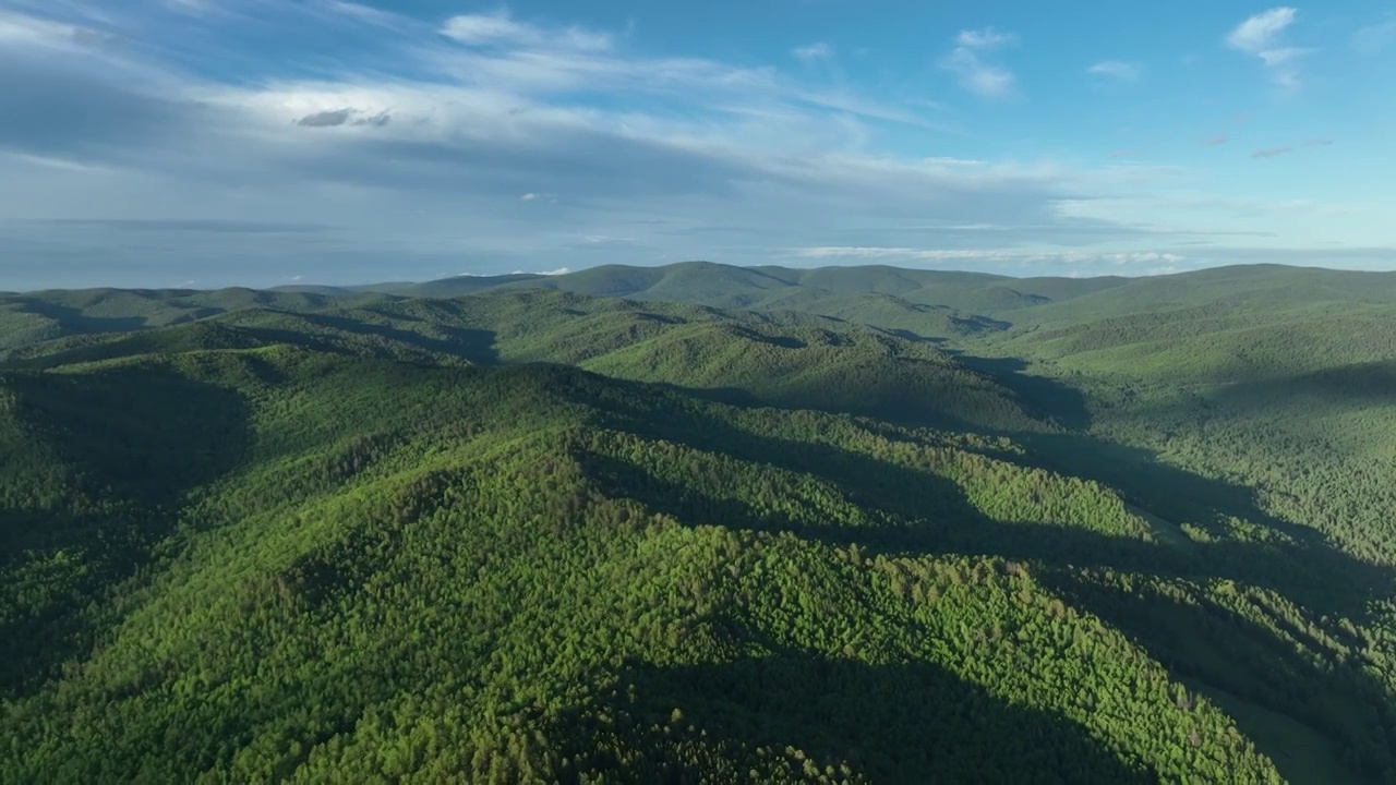 航拍大兴安岭绿色山林风景视频素材