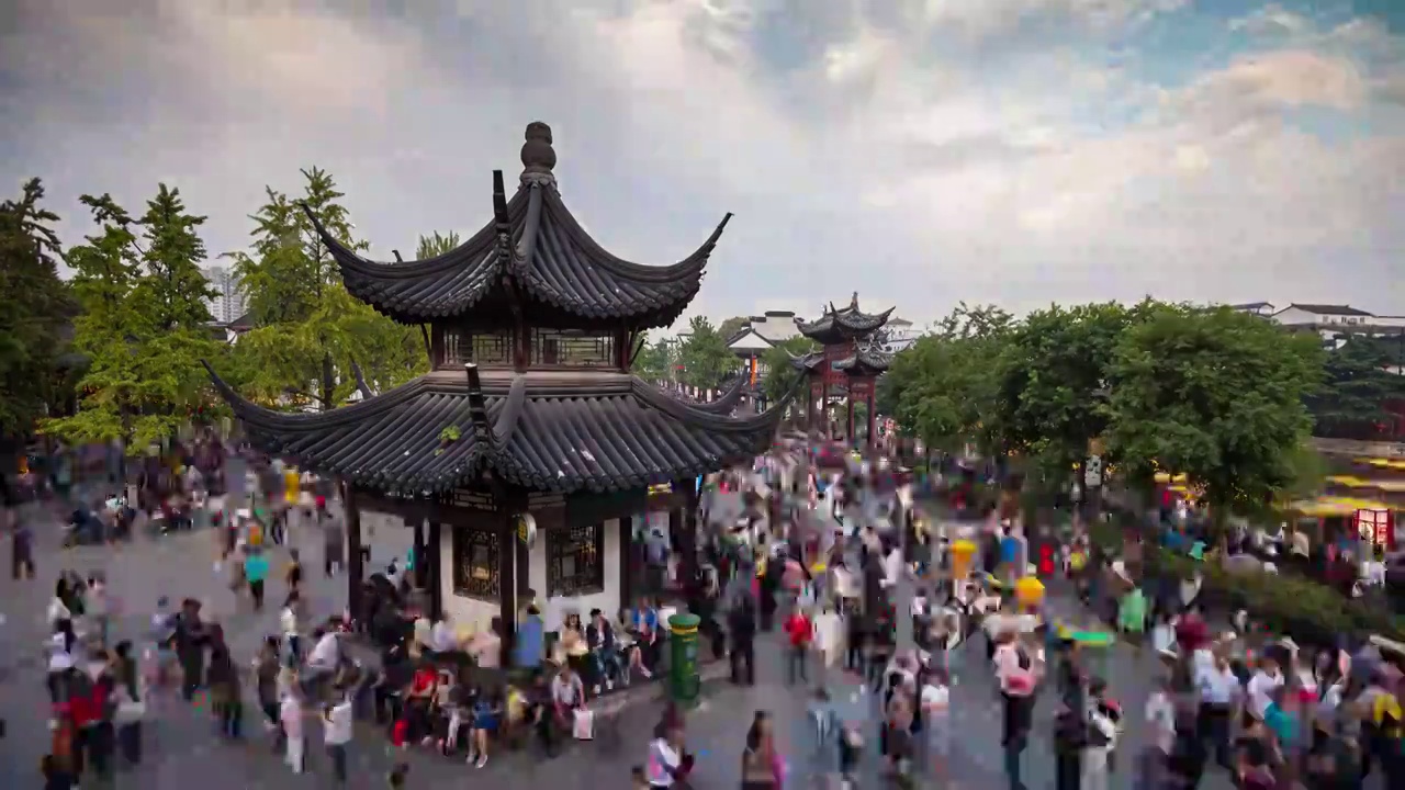 南京夫子庙延时摄影视频素材画面1