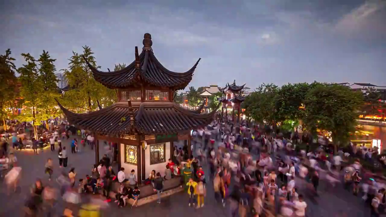 南京夫子庙延时摄影视频素材画面2