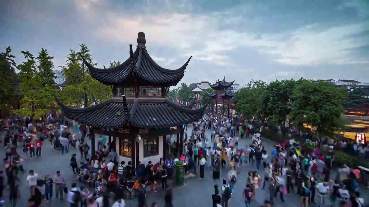 南京夫子庙延时摄影视频素材画面3