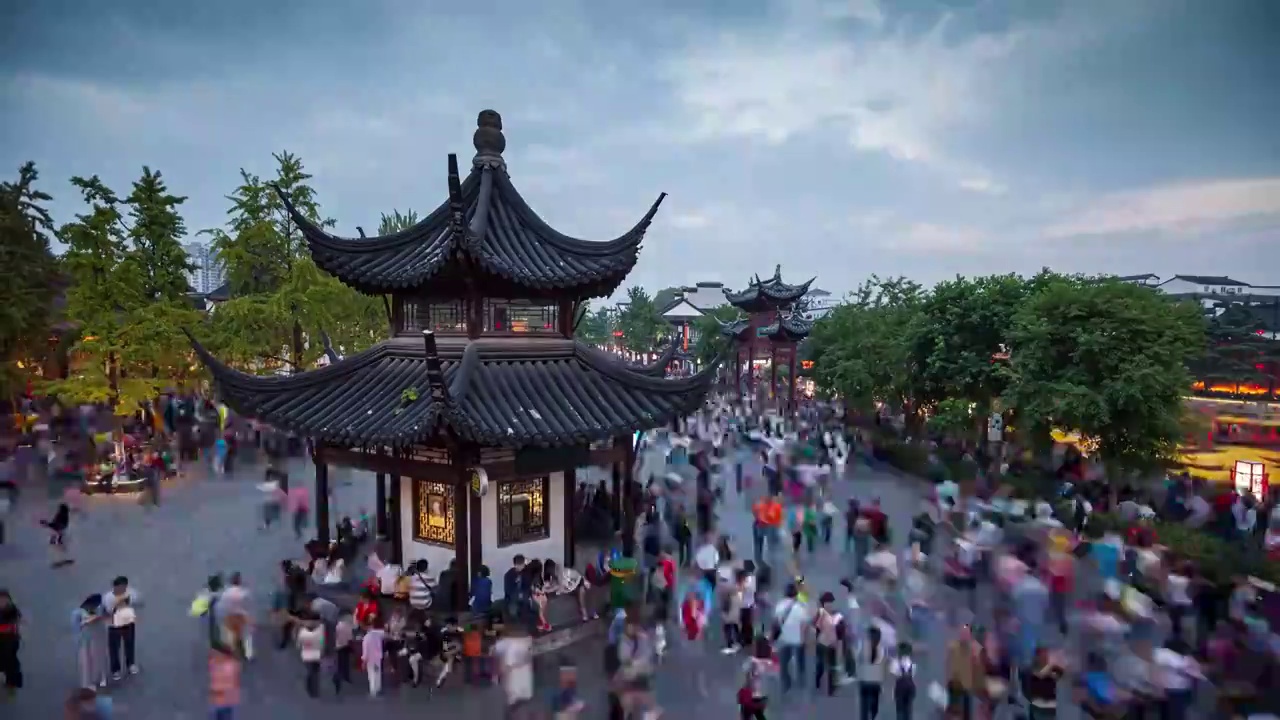 南京夫子庙延时摄影视频素材画面4