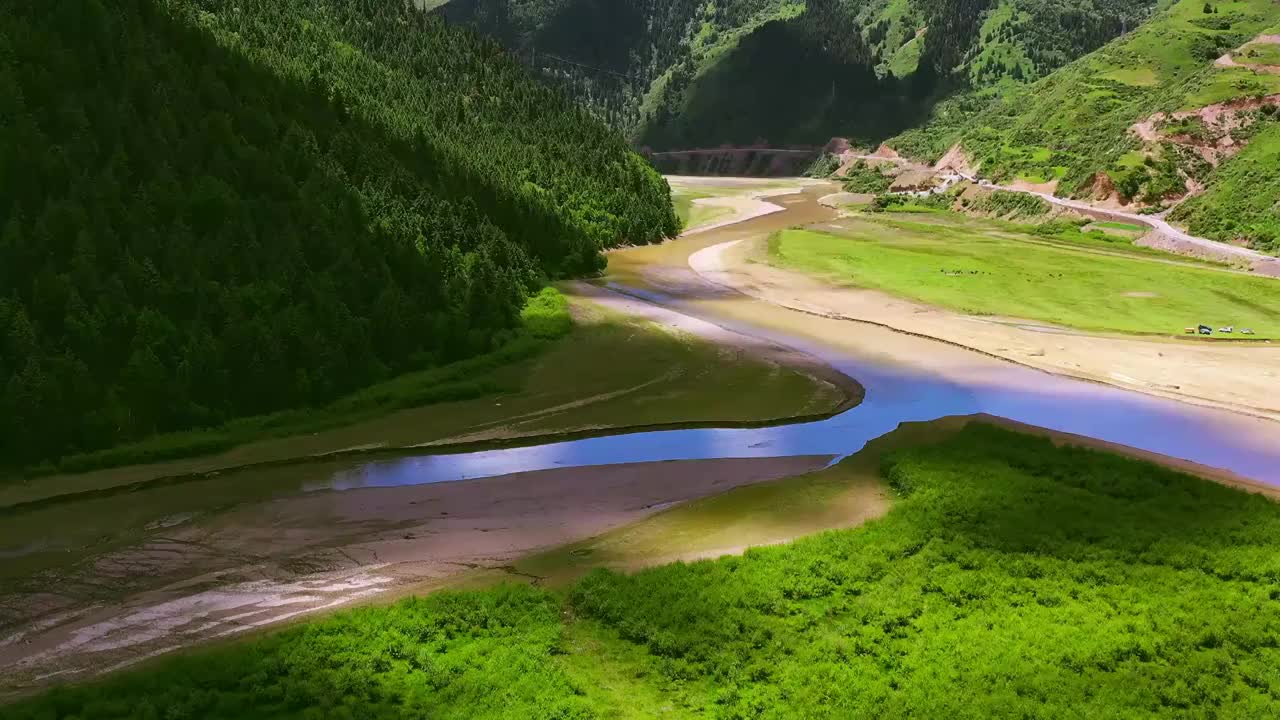 河湾航拍视频素材