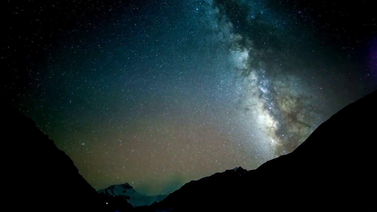 西藏日喀则珠峰大本营雪山银河星空延时视频素材