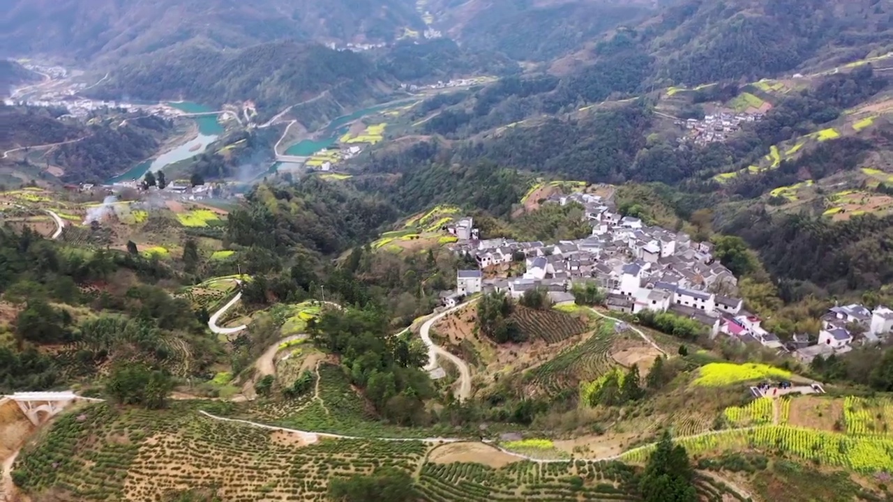 安徽黄山歙县坡山风景区春季风光航拍 合集视频素材