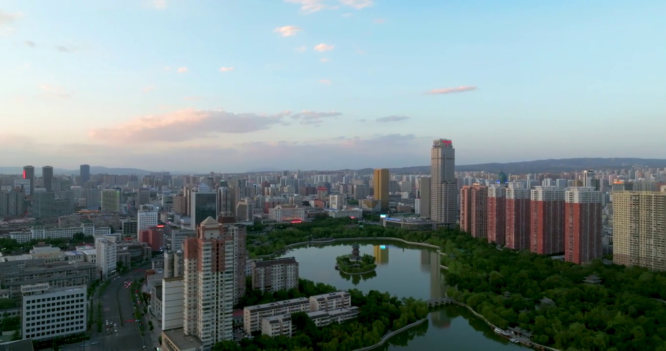 太原迎泽公园城市风景视频素材