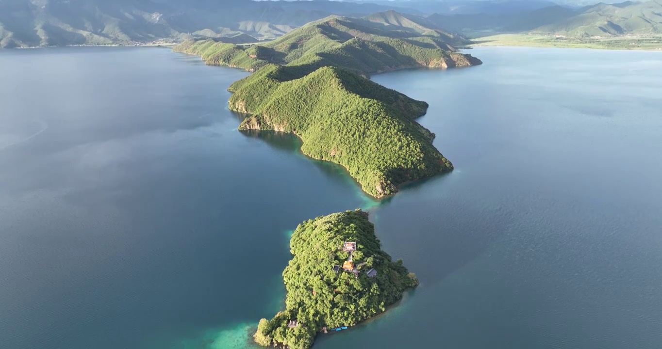 丽江泸沽湖航拍风光视频素材