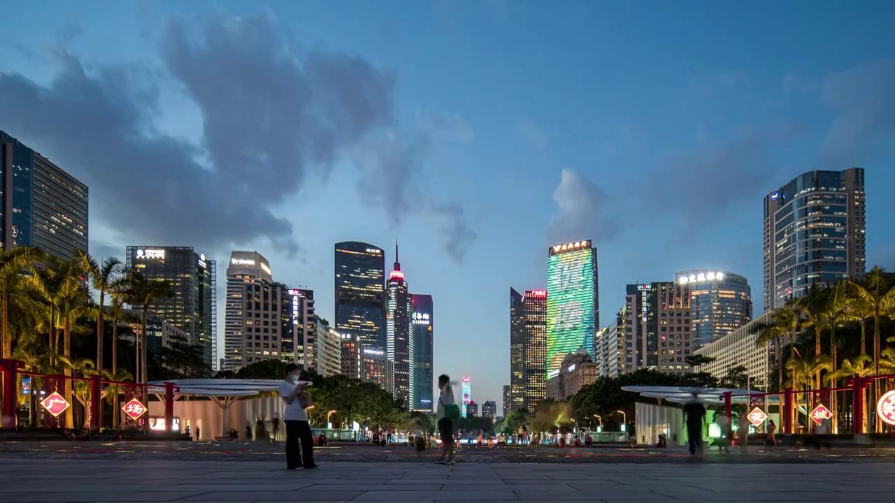 广州城市CBD中心珠江新城夜景视频素材