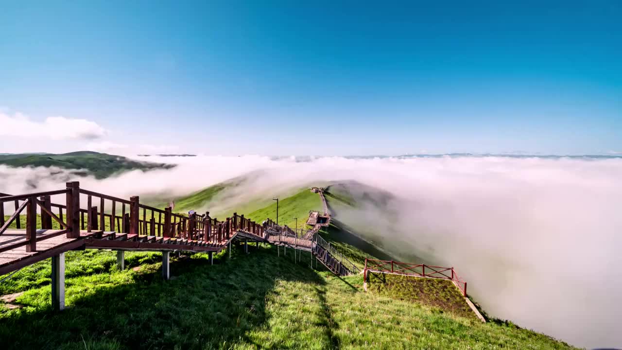 四川诺尔盖黄河九曲十八弯风景区航拍延时视频素材