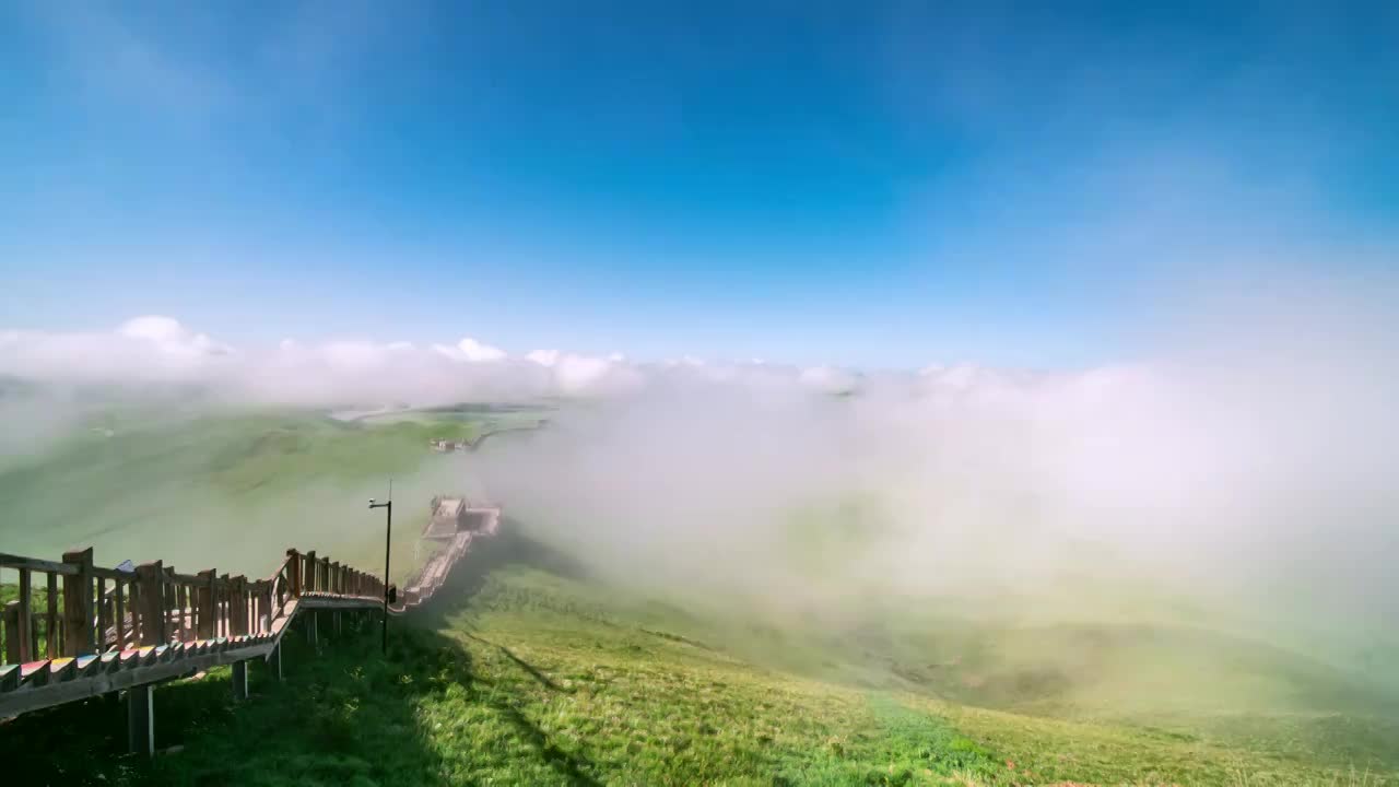 四川诺尔盖黄河九曲十八弯风景区航拍延时视频素材