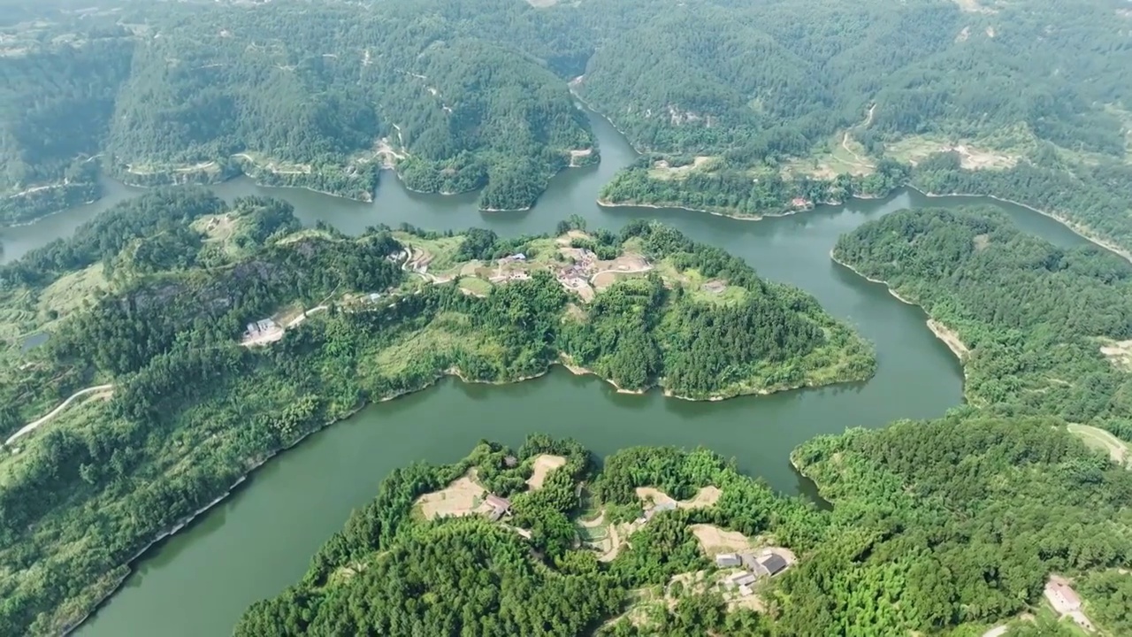 绿水青山环境宜人的威远县长沙坝水库保农业灌溉粮食安全视频素材