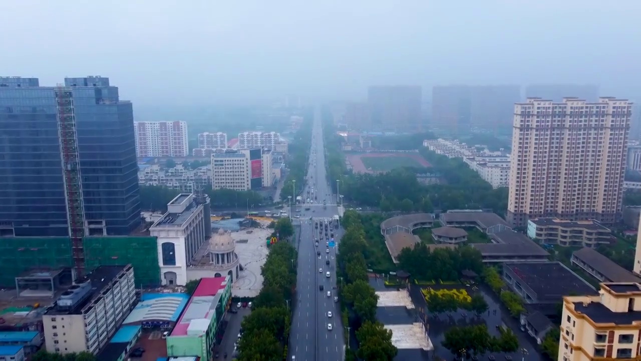 霸州市 华夏民间收藏馆 益津中路 霸州一中 航拍视频素材