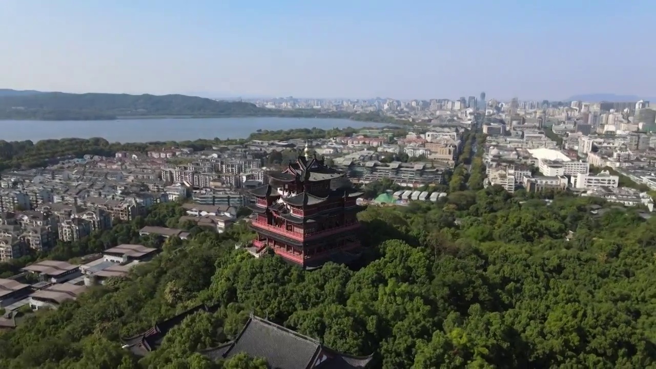 浙江杭州城隍阁航拍视频素材