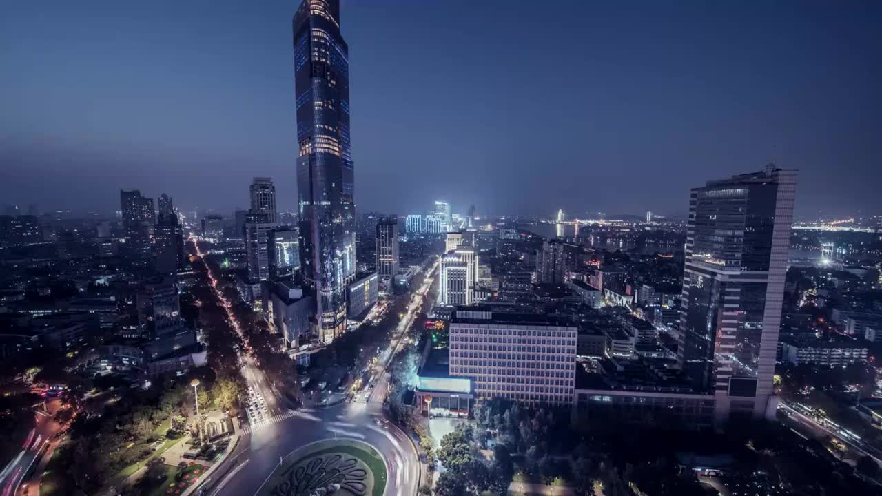 南京紫峰大厦夜景延时视频素材