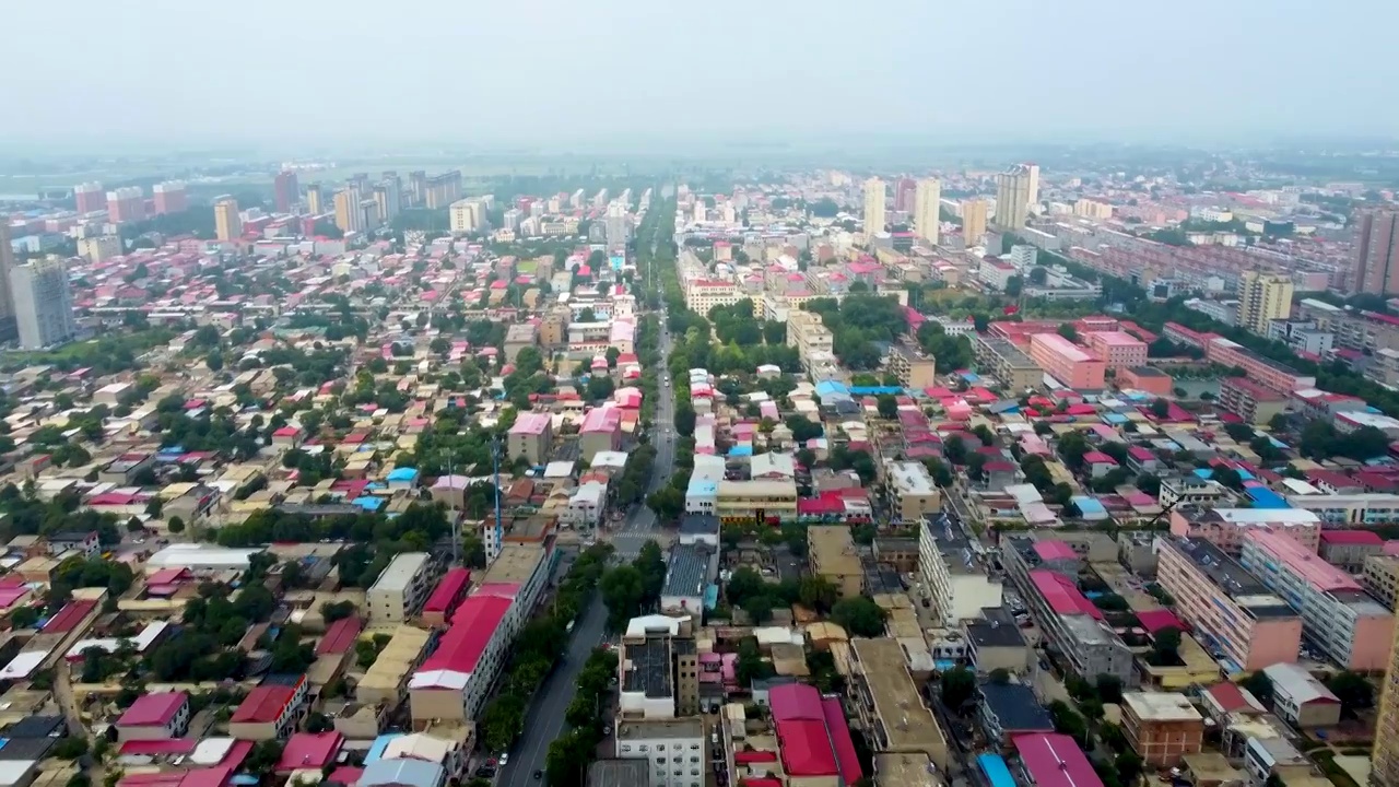 新乐市 长寿路 市医院 伏羲公园 航拍视频素材