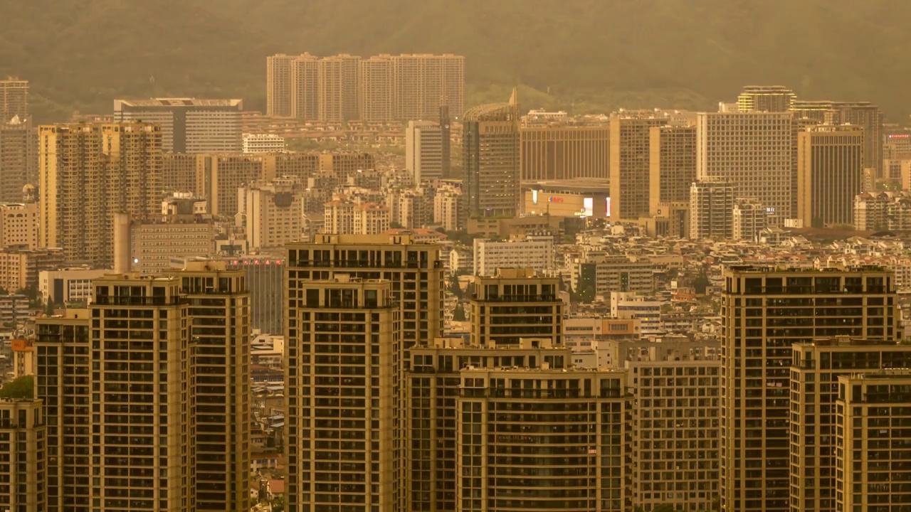 长焦拍摄丽水城市日转夜视频素材