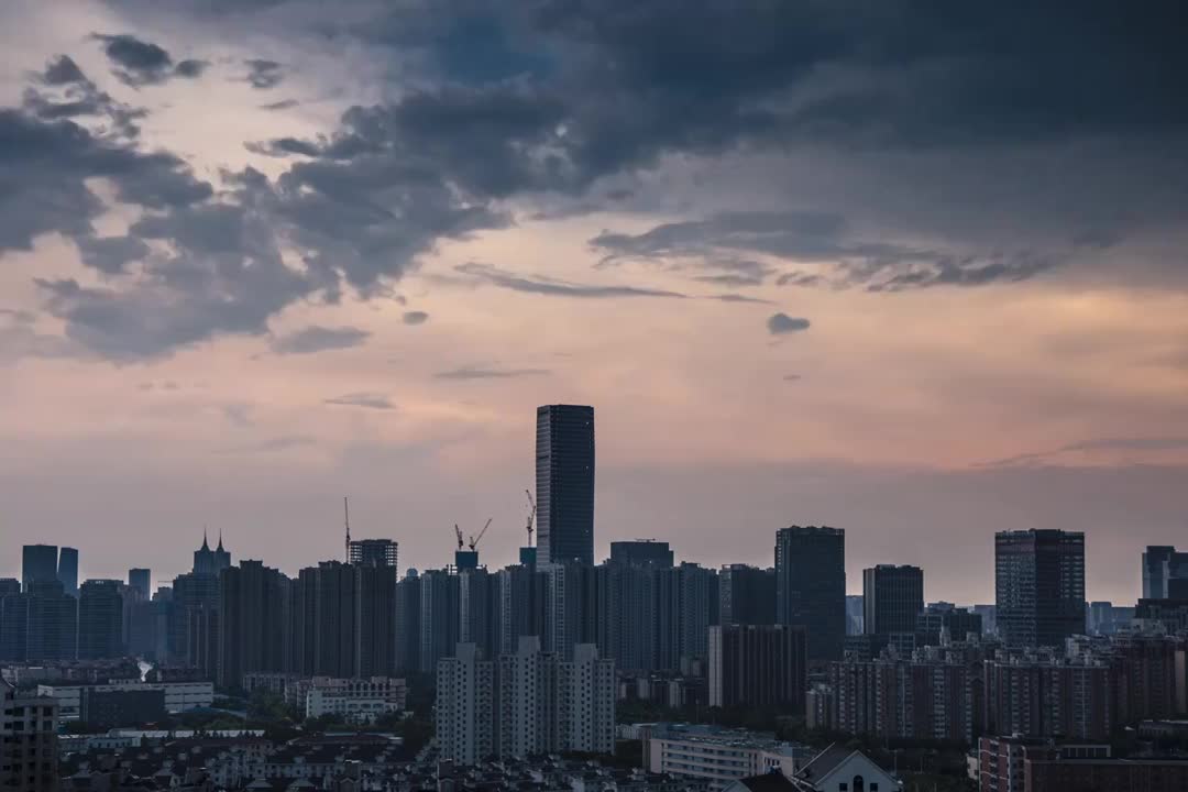 上海城市风光日落夜景延时视频素材