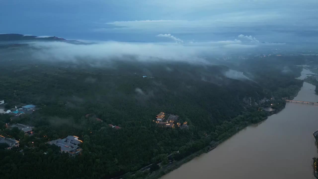 龙门石窟香山寺航拍视频素材