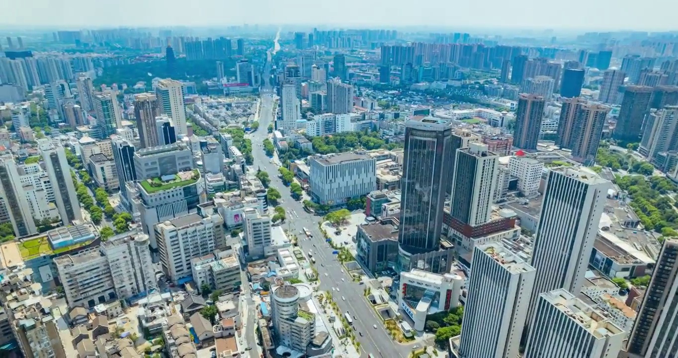 江苏省常州市钟楼区延陵路全景航拍环绕延时视频素材