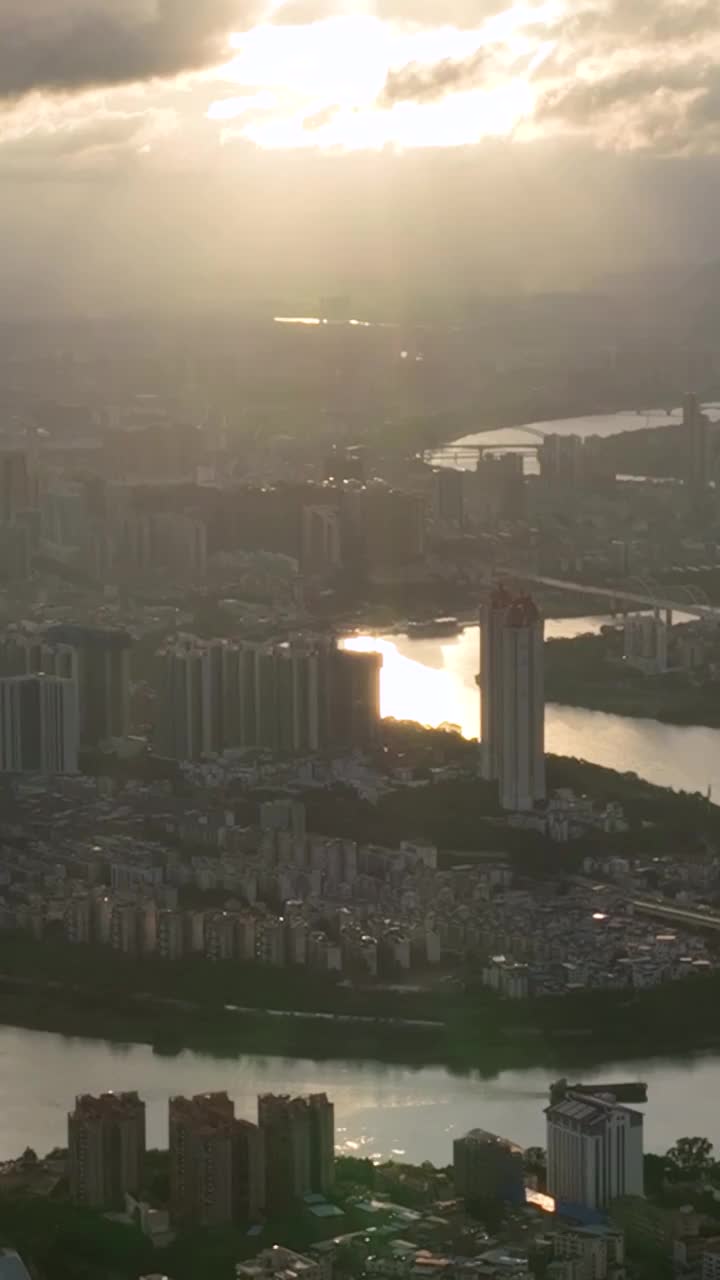 高清竖屏航拍南宁自贸片区朝阳（合集）视频素材