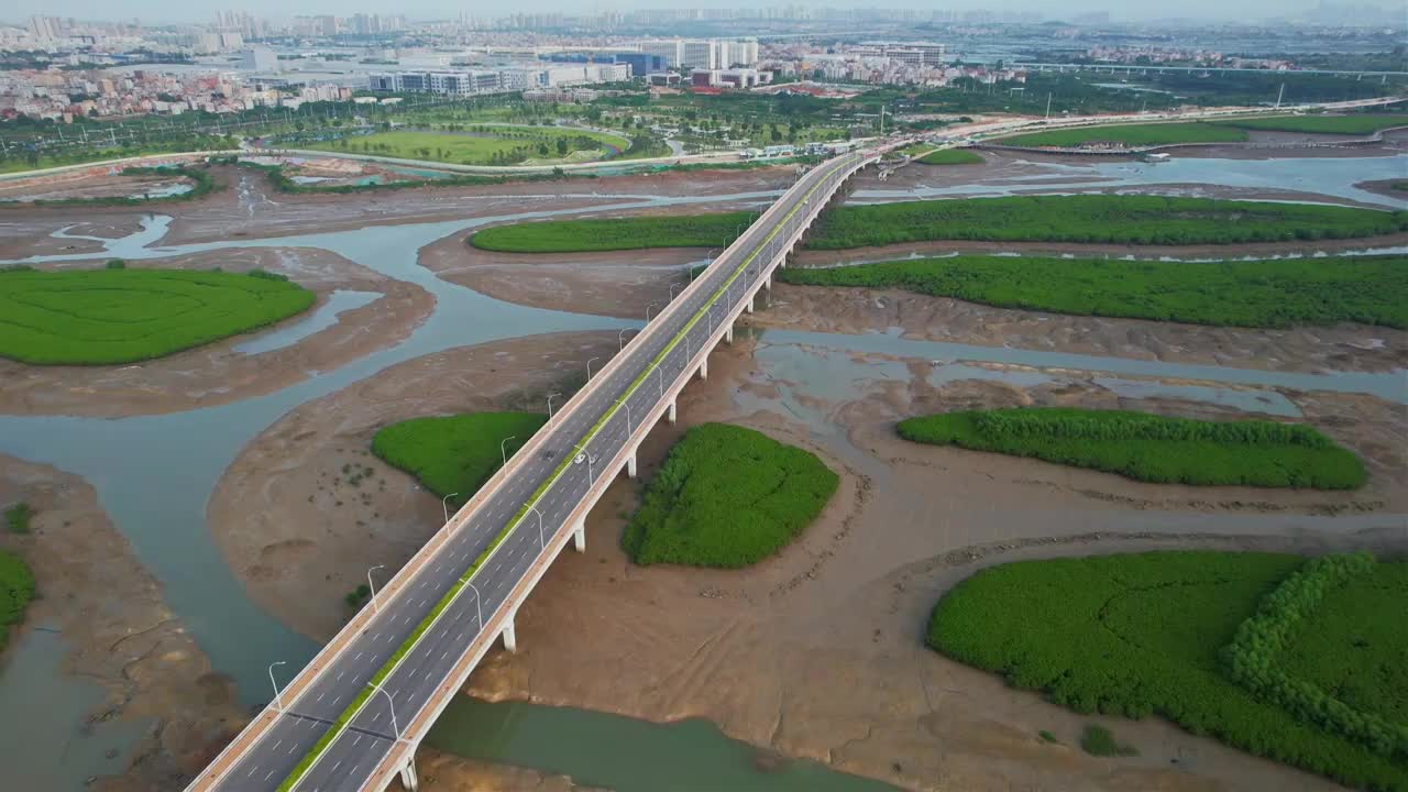 航拍厦门下潭尾湿地公园景观视频素材