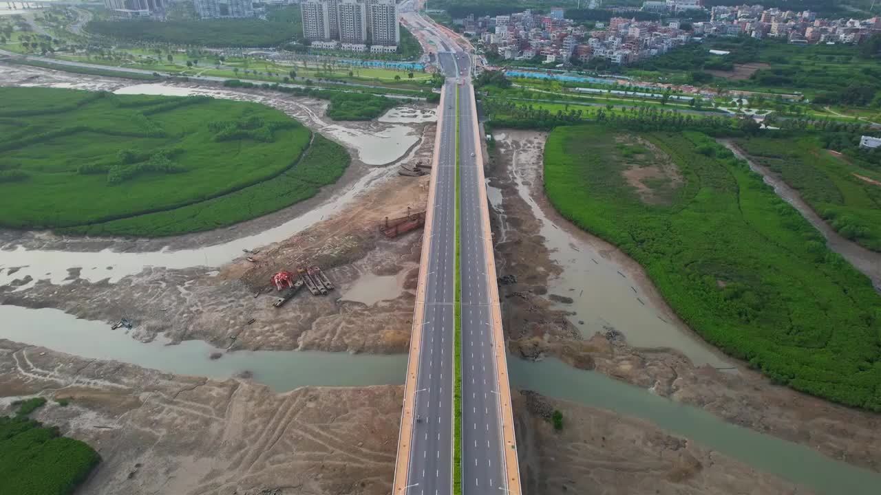 航拍厦门下潭尾湿地公园景观视频素材